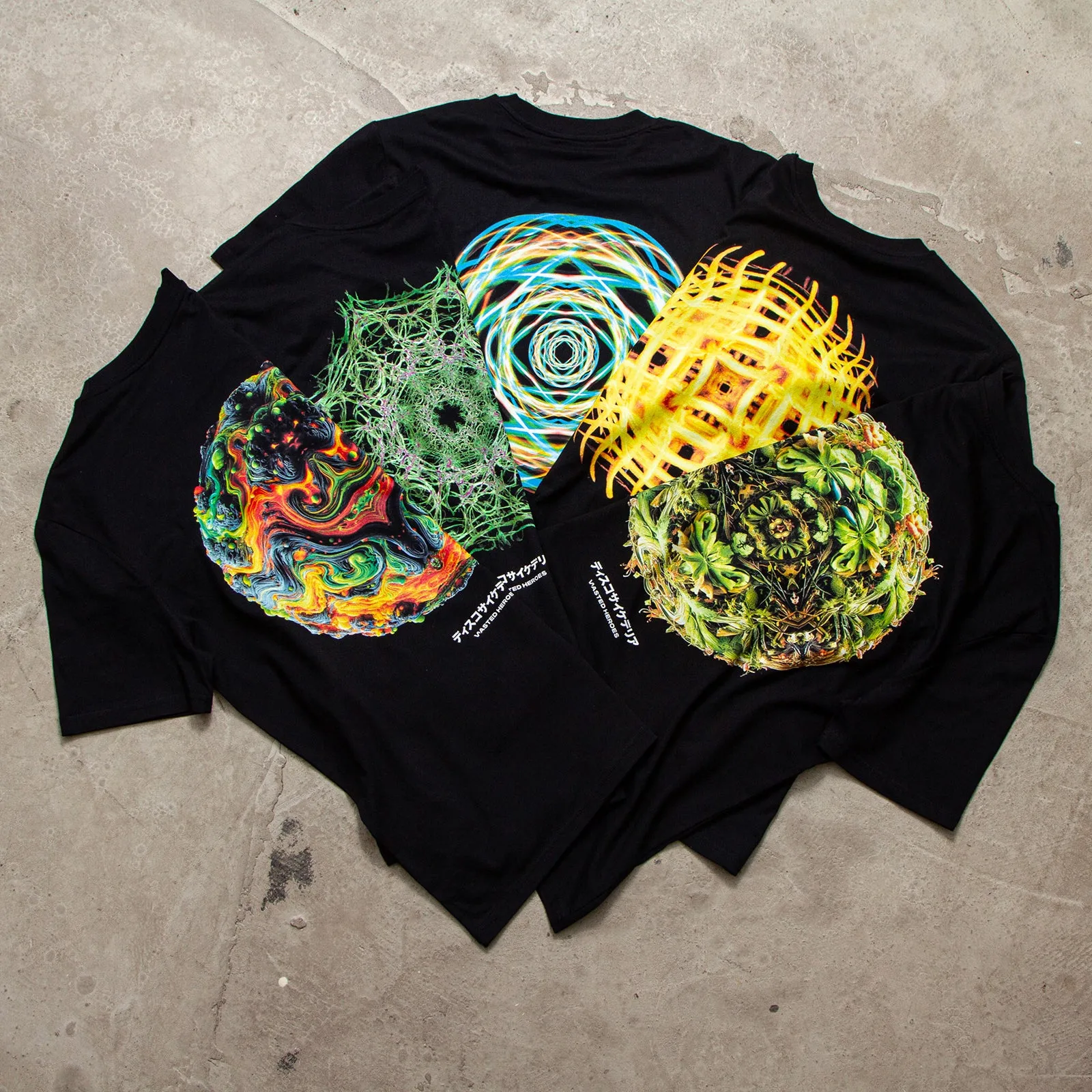 043 Disco Psychedelia Front Print - Tshirt - Black