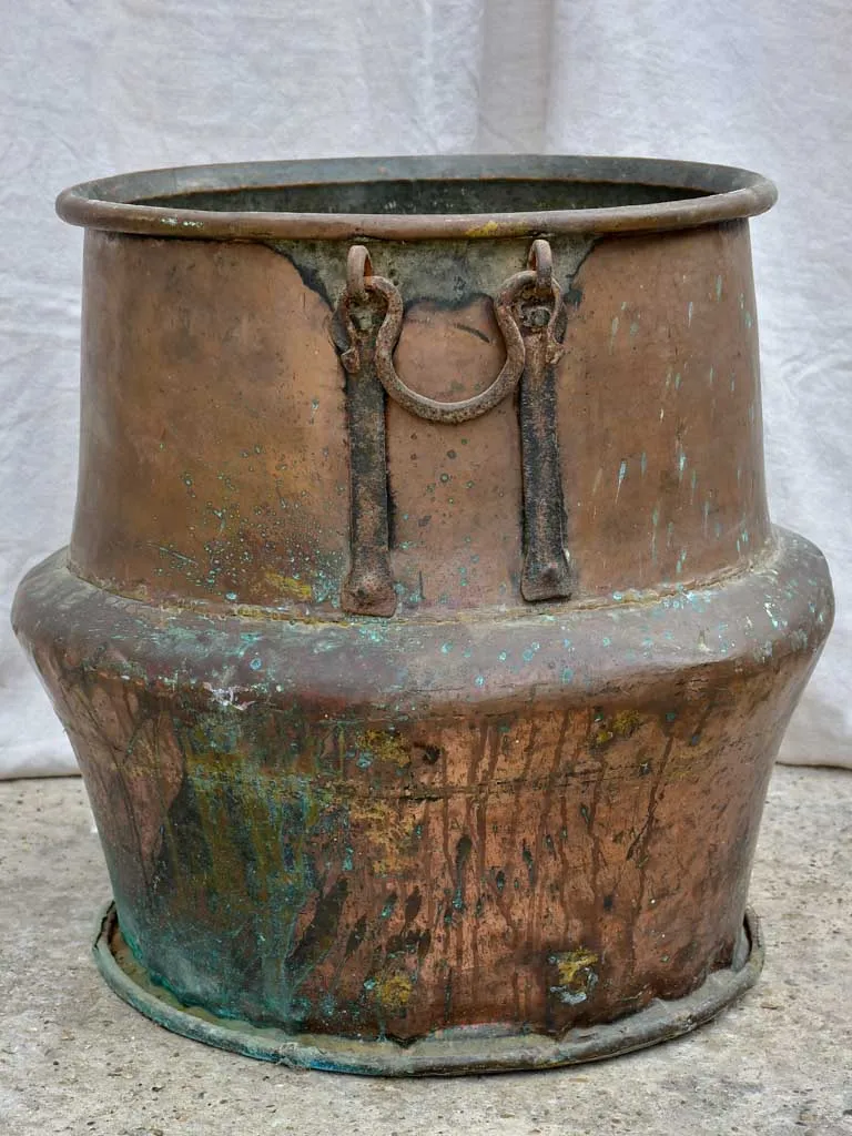 19th Century French chocolate copper cauldron 24¾"