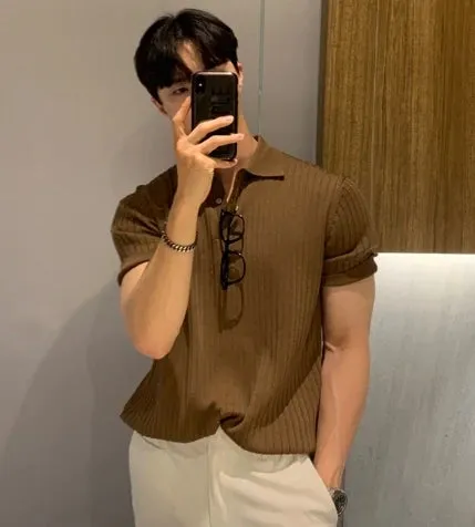 2024 Short Sleeve Polo Shirt for Men-New Summer Solid Loose Top