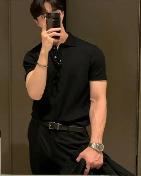 2024 Short Sleeve Polo Shirt for Men-New Summer Solid Loose Top