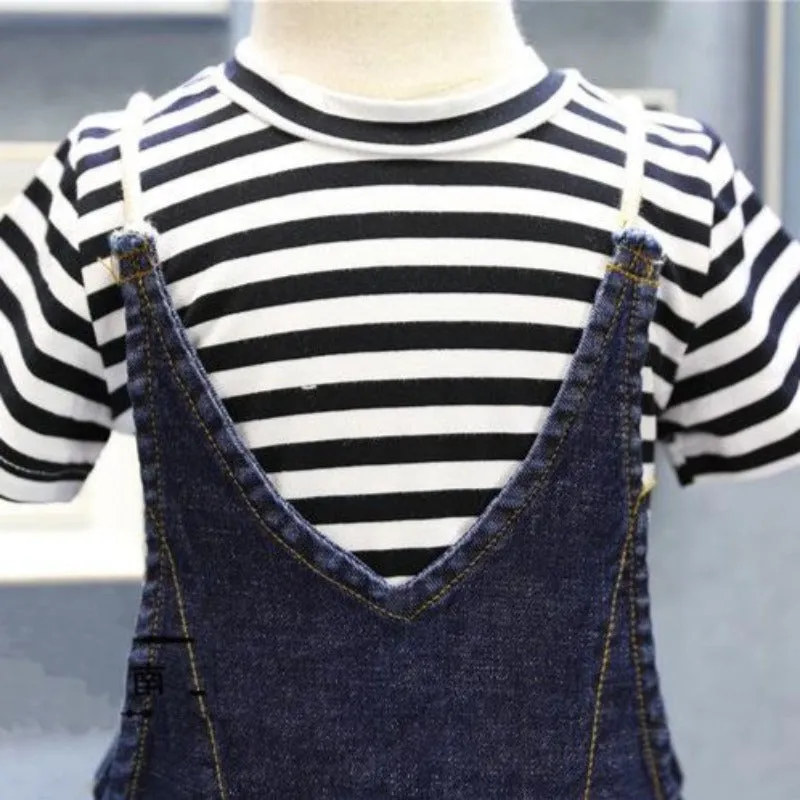[507141] - Setelan Overall Anak Perempuan - Motif Color Lines