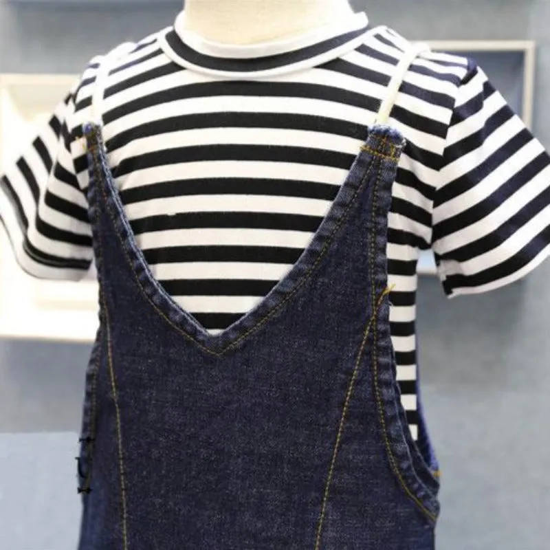 [507141] - Setelan Overall Anak Perempuan - Motif Color Lines