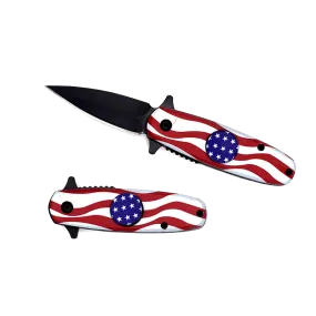 5.25" Overall Spring Assisted Knife US Flag with Spinner Function