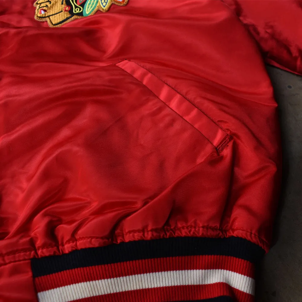 90's　STARTER "NHL Chicago Blackhawks" ナイロン アワードジャケット　230329H