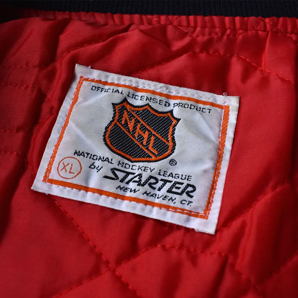 90's　STARTER "NHL Chicago Blackhawks" ナイロン アワードジャケット　230329H