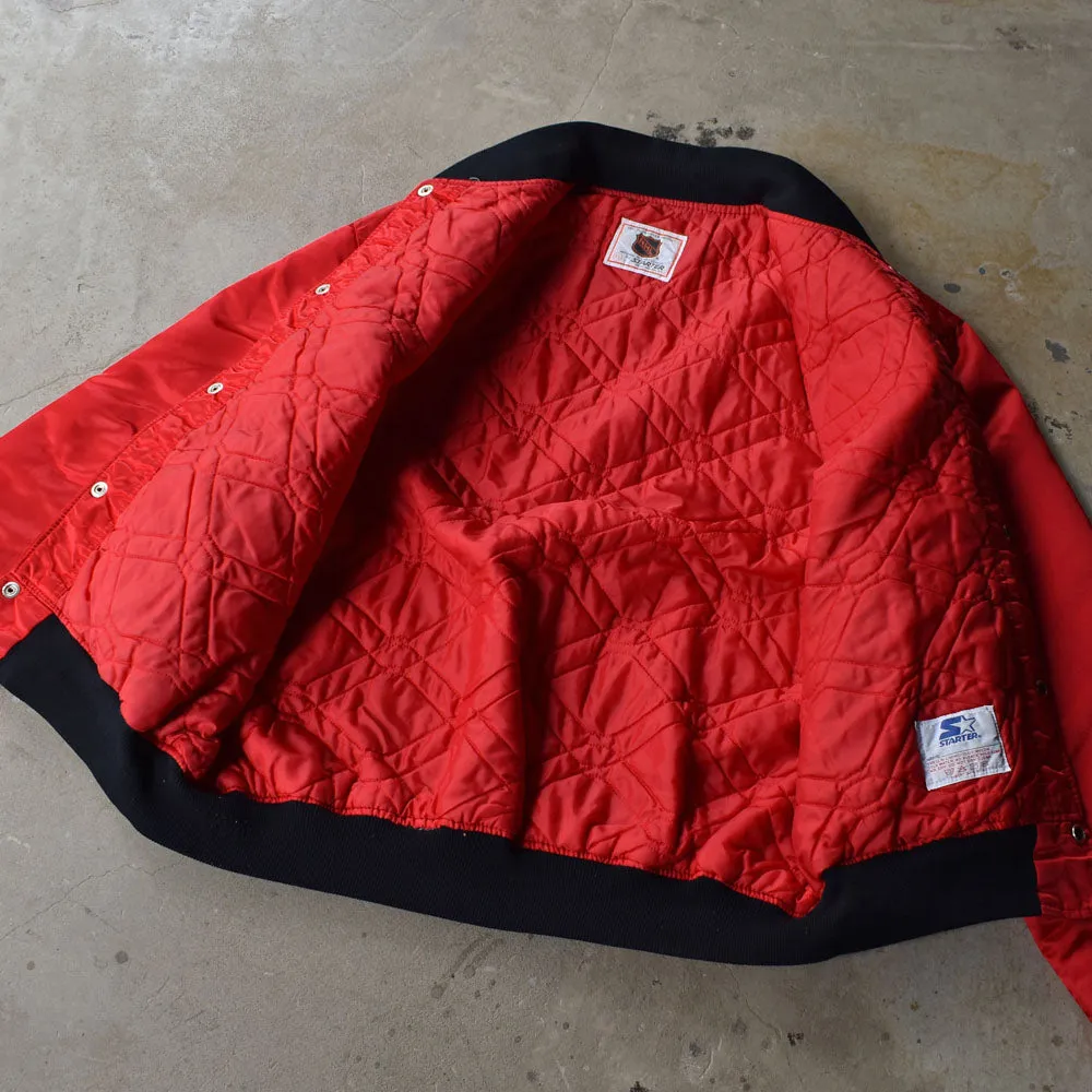90's　STARTER "NHL Chicago Blackhawks" ナイロン アワードジャケット　230329H