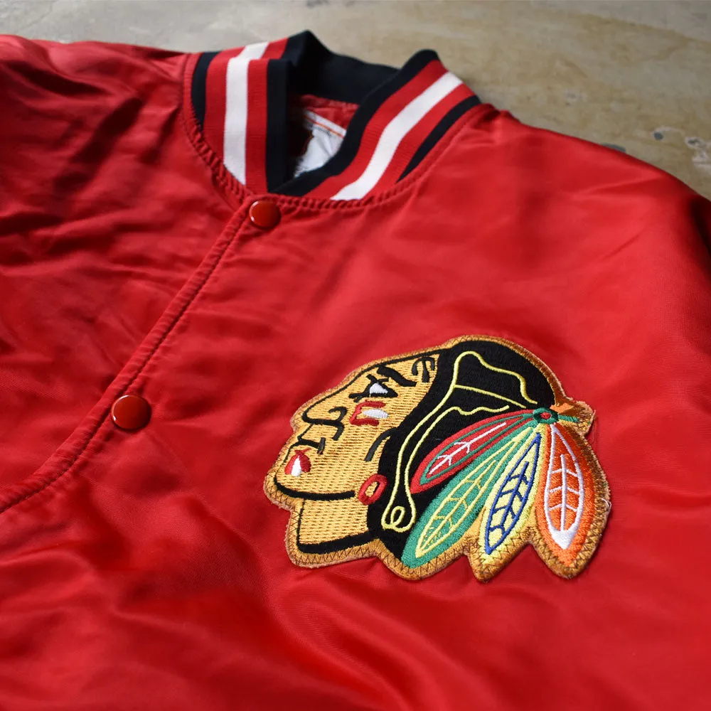 90's　STARTER "NHL Chicago Blackhawks" ナイロン アワードジャケット　230329H