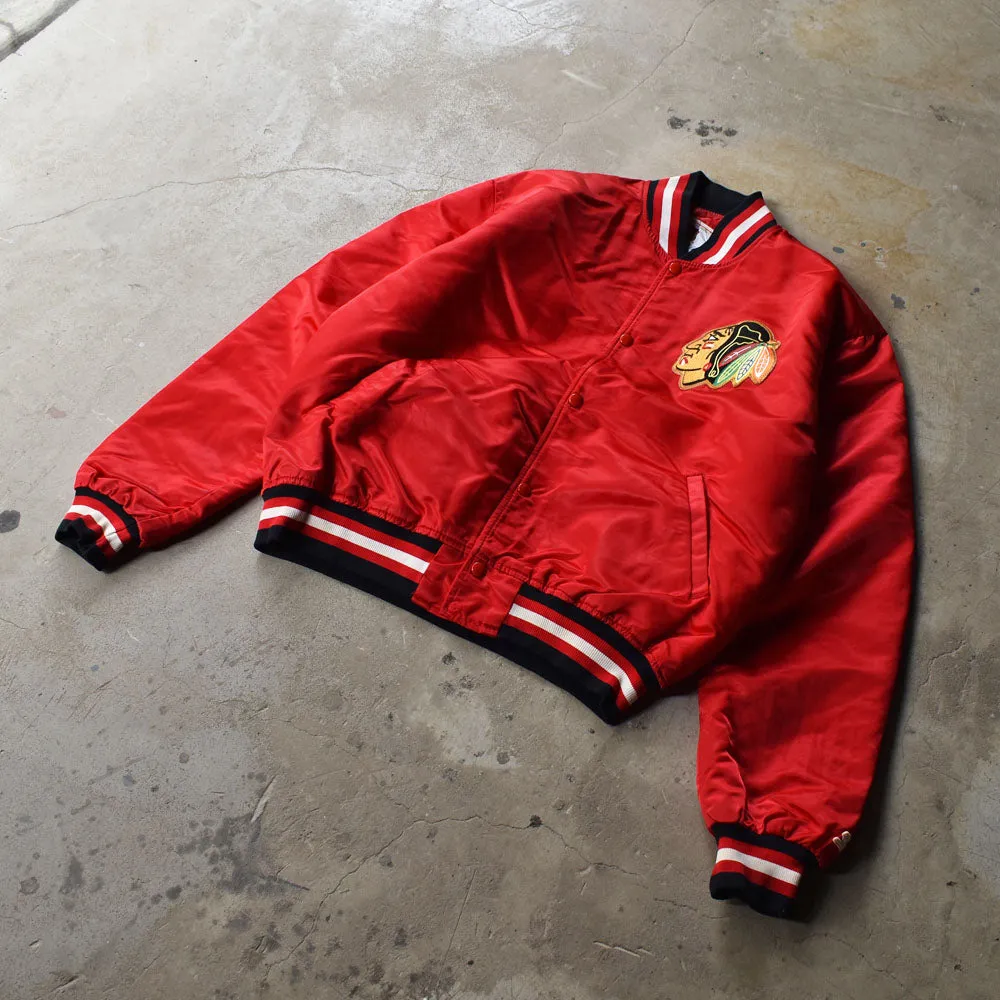 90's　STARTER "NHL Chicago Blackhawks" ナイロン アワードジャケット　230329H