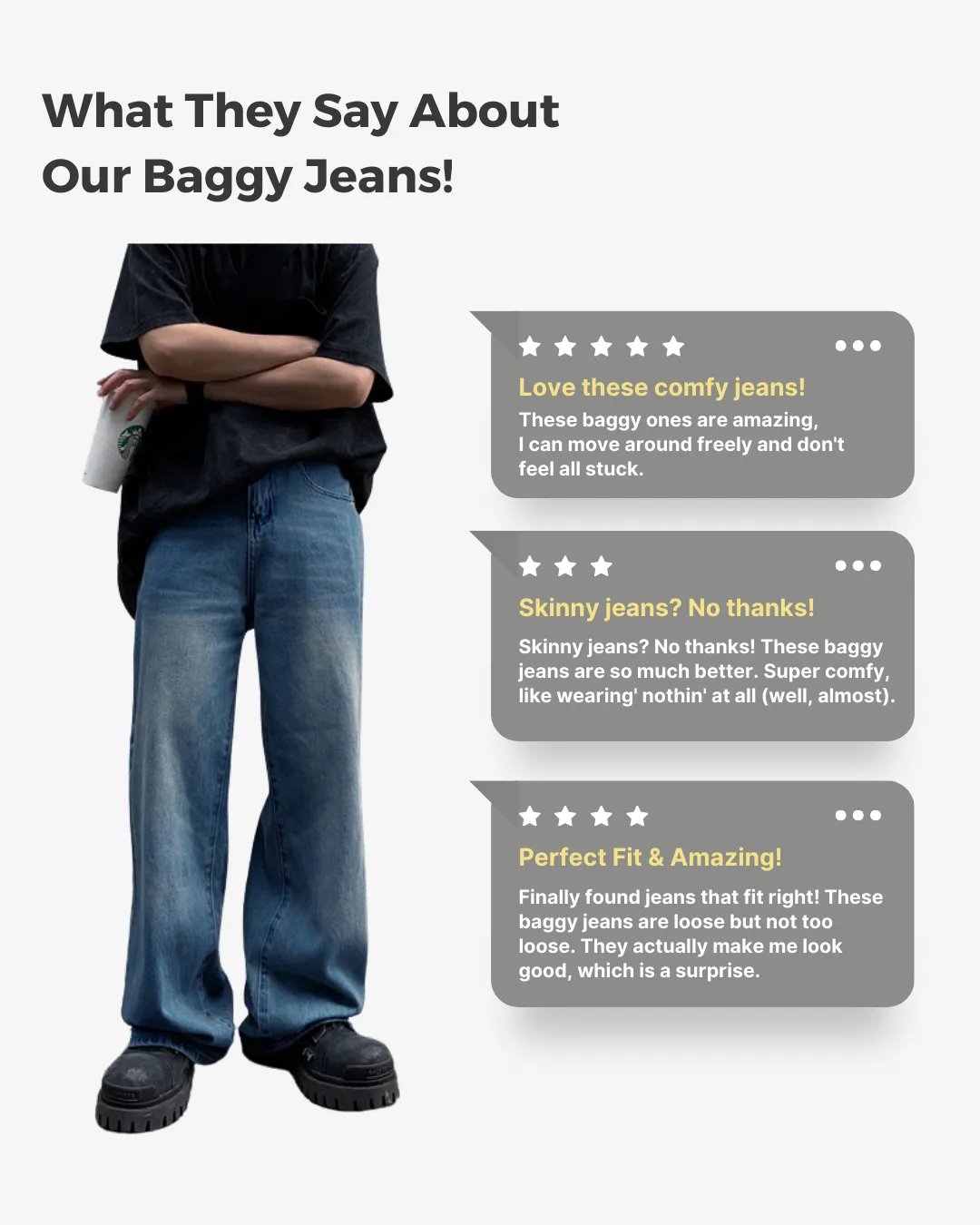 Aged Wash Relaxed Baggy Jeans