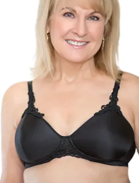 American Breast Care 105 Petite T-Shirt Bra Black | Black Mastectomy T-Shirt Bra | Black Pocketed T-Shirt Bras