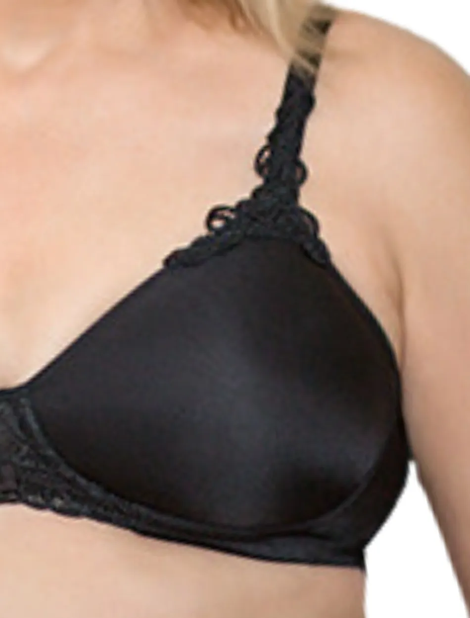 American Breast Care 105 Petite T-Shirt Bra Black | Black Mastectomy T-Shirt Bra | Black Pocketed T-Shirt Bras