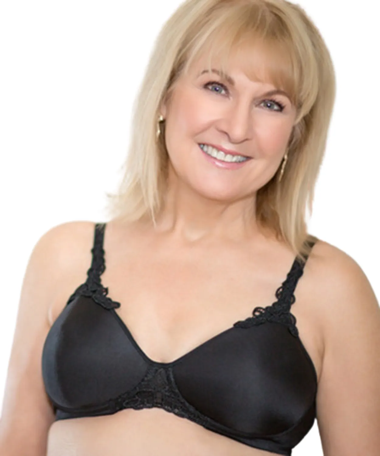 American Breast Care 105 Petite T-Shirt Bra Black | Black Mastectomy T-Shirt Bra | Black Pocketed T-Shirt Bras