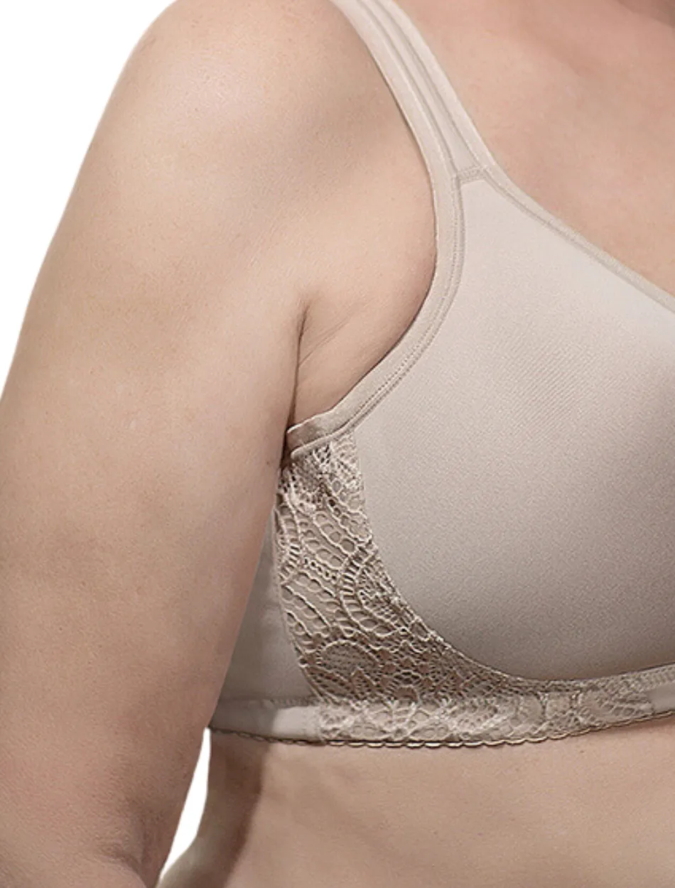 American Breast Care 127 T-Shirt Lace Contour Bra, Beige | Beige T-Shirt Mastectomy Bra | Pocketed Mastectomy Bra