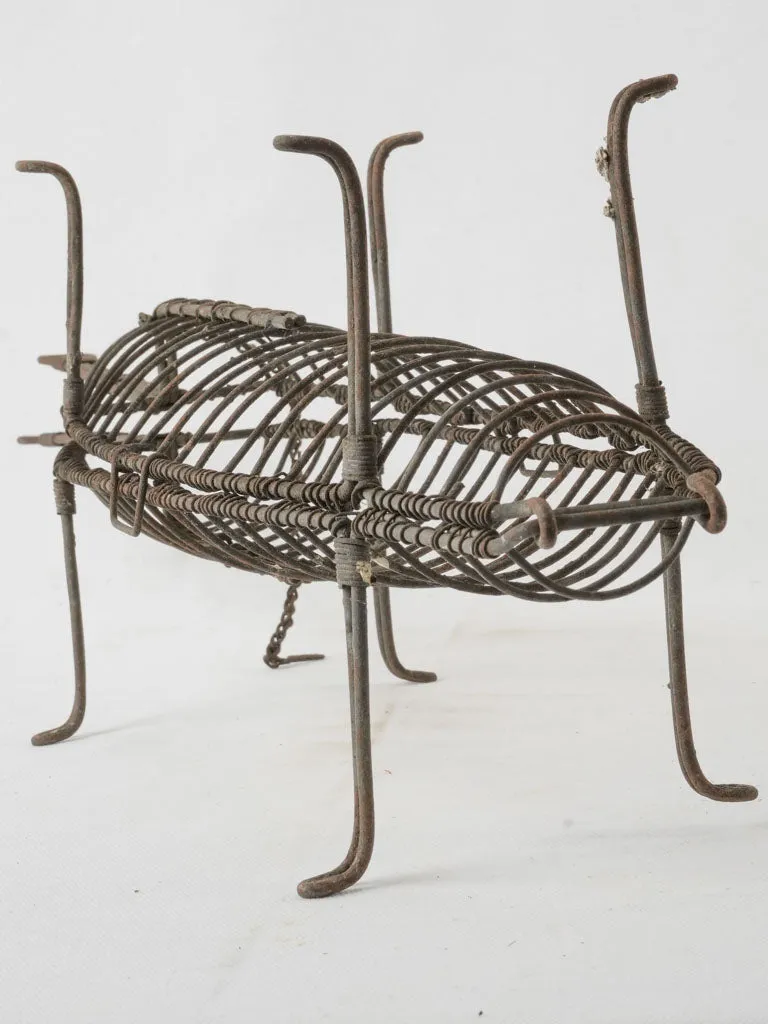 Antique French fish grilling basket 26"