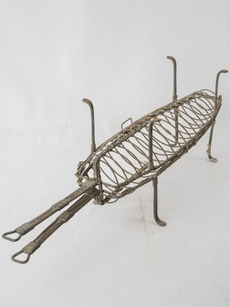 Antique French fish grilling basket 26"
