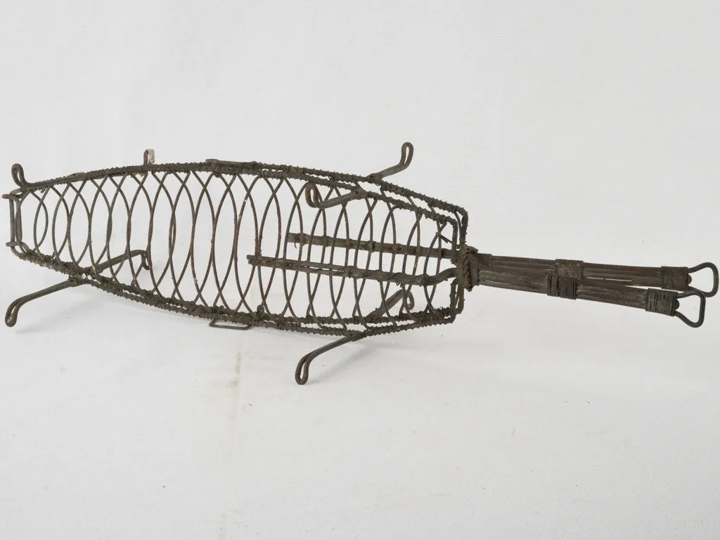 Antique French fish grilling basket 26"