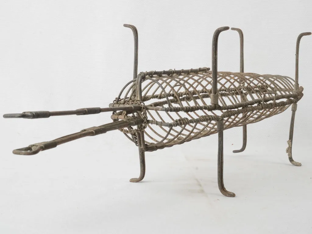 Antique French fish grilling basket 26"