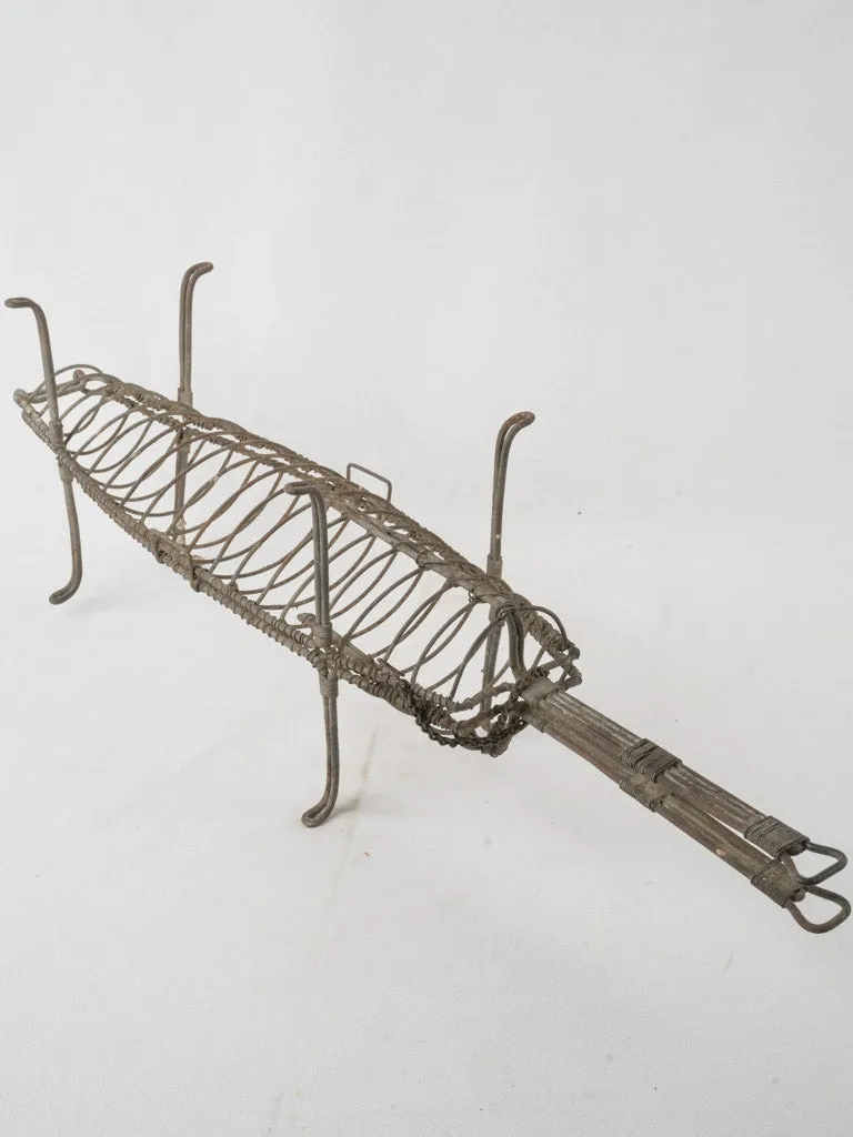 Antique French fish grilling basket 26"