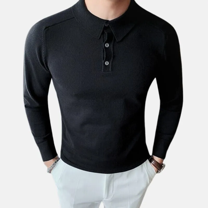 Antonios Casual Slim Long Sleeved Polo T-Shirt Men