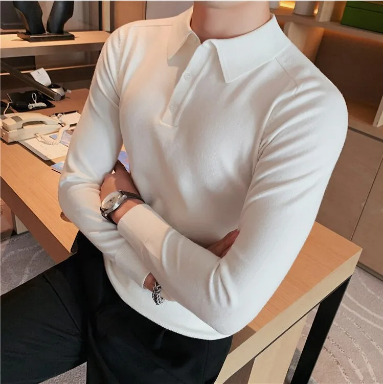 Antonios Casual Slim Long Sleeved Polo T-Shirt Men