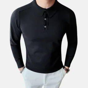 Antonios Casual Slim Long Sleeved Polo T-Shirt Men