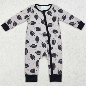 Baby Infant Boys Rompers Fall Football Bamboo Zip Long Sleeve Rompers LR1435