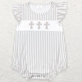 Baby Infant Girls Romper Easter Cross Flutter Sleeve Rompers SR0617