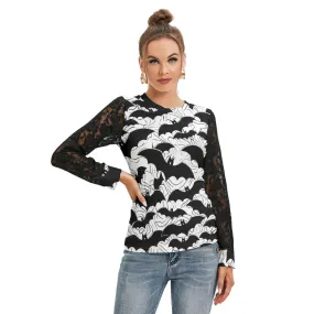 Bat Queen T-shirt with Black Lace Sleeves