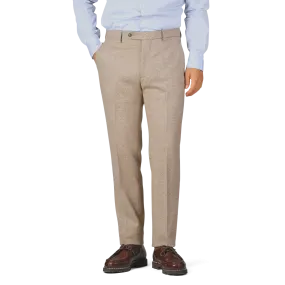 Beige Herringbone Wool Tweed Trousers
