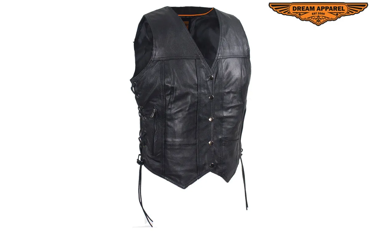 Black Gun Pocket Vest with Small Studded Pink Butterfly