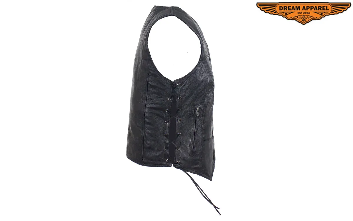 Black Gun Pocket Vest with Small Studded Pink Butterfly