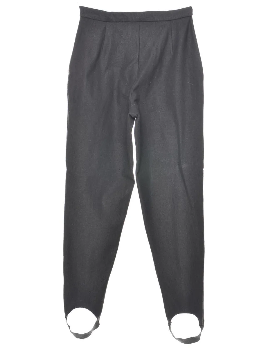 Black Tapered Stirrup Leg Trousers - W26 L32