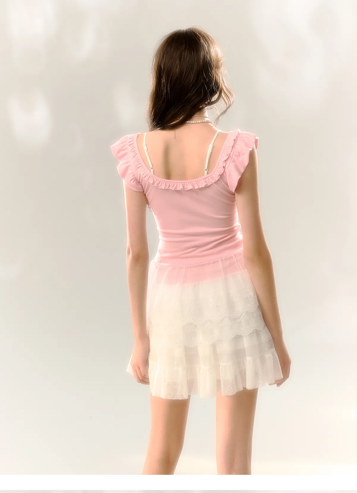 Blue & Pink Lace Trim T-shirt