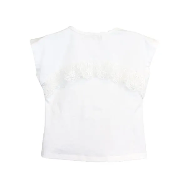 Blue Pearl Embellished Tee w/ Lace Back