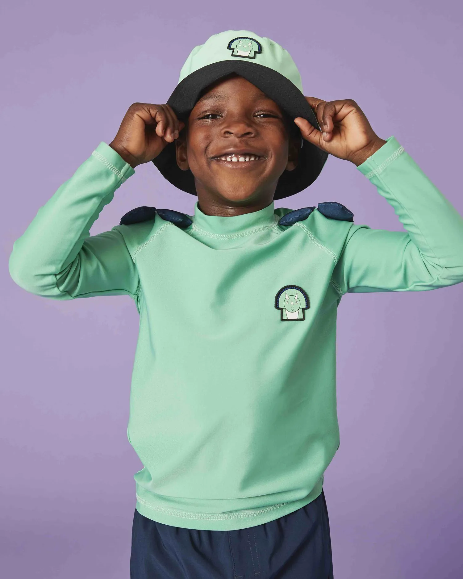 Boys Spike The Dinosaur Rash Vest in Green