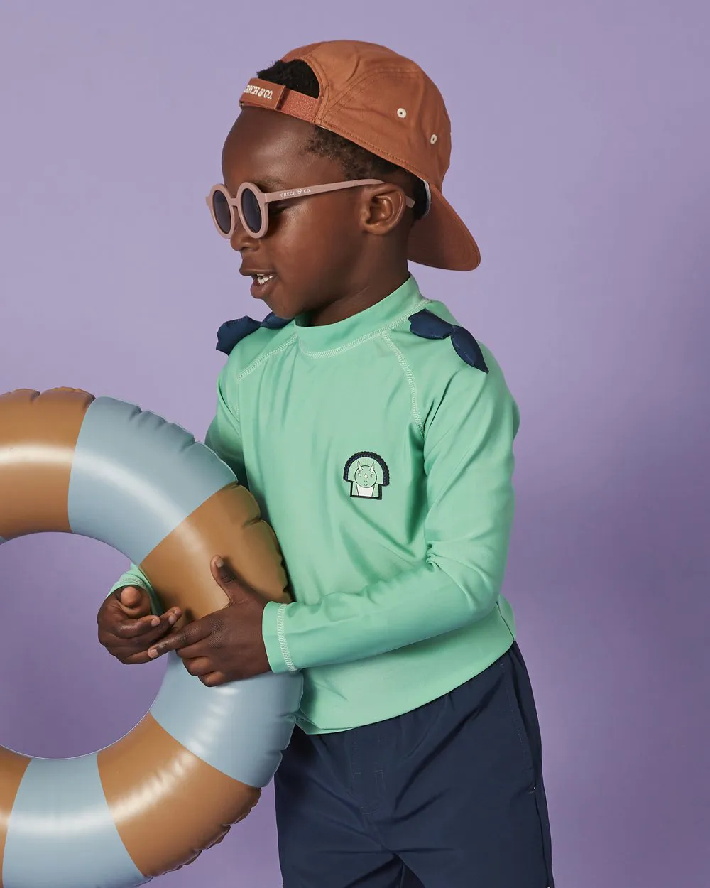 Boys Spike The Dinosaur Rash Vest in Green