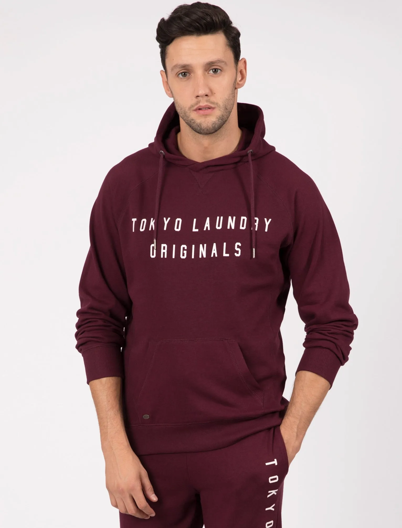 Bushwick Brush Back Fleece Pullover Hoodie In Wine Tasting - Tokyo Laundry