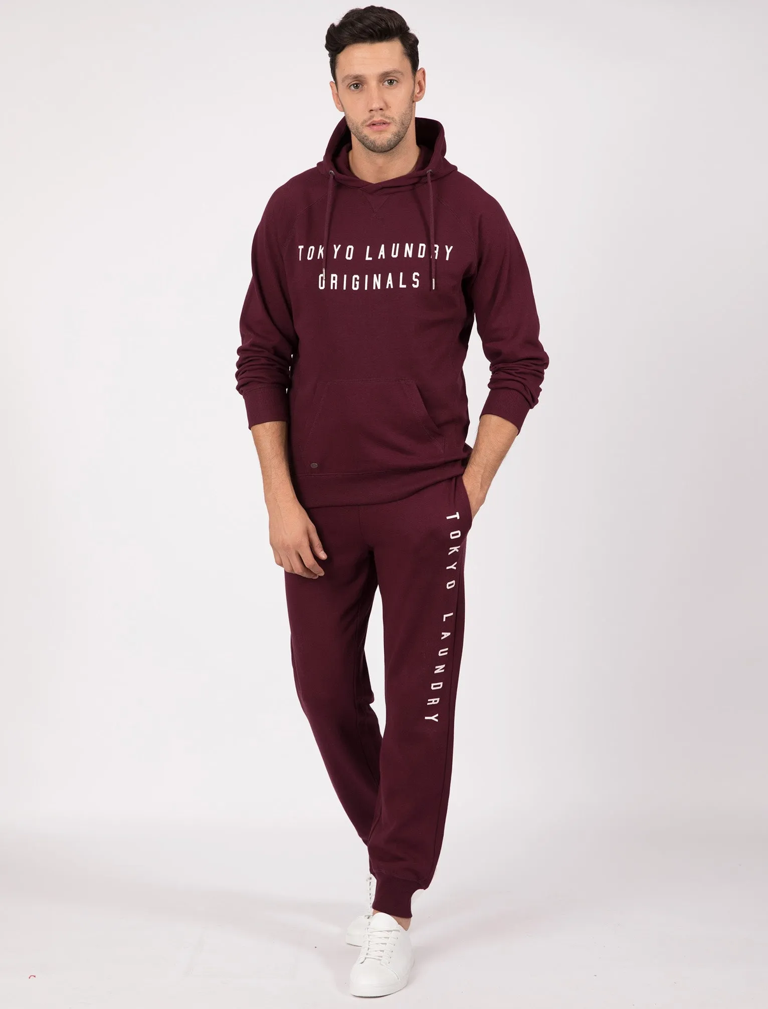 Bushwick Brush Back Fleece Pullover Hoodie In Wine Tasting - Tokyo Laundry