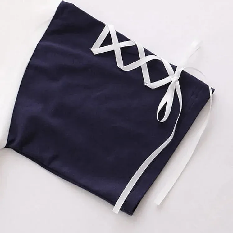 Cartoon Kitty Letter Print Lace Up Colorblock T-Shirt