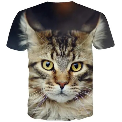 Cat T-shirt Men Animal Tshirts Casual Funny Tshirts Novelty Lovely T-shirts Graphic Leisure Tshirts Cool Short Sleeve Full Print