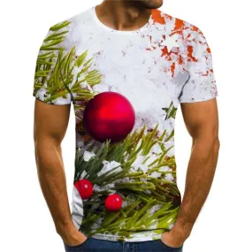 Christmas T-shirt Men Snow T-shirts 3d Hip Hop Tshirts Casual New Year Shirt Print