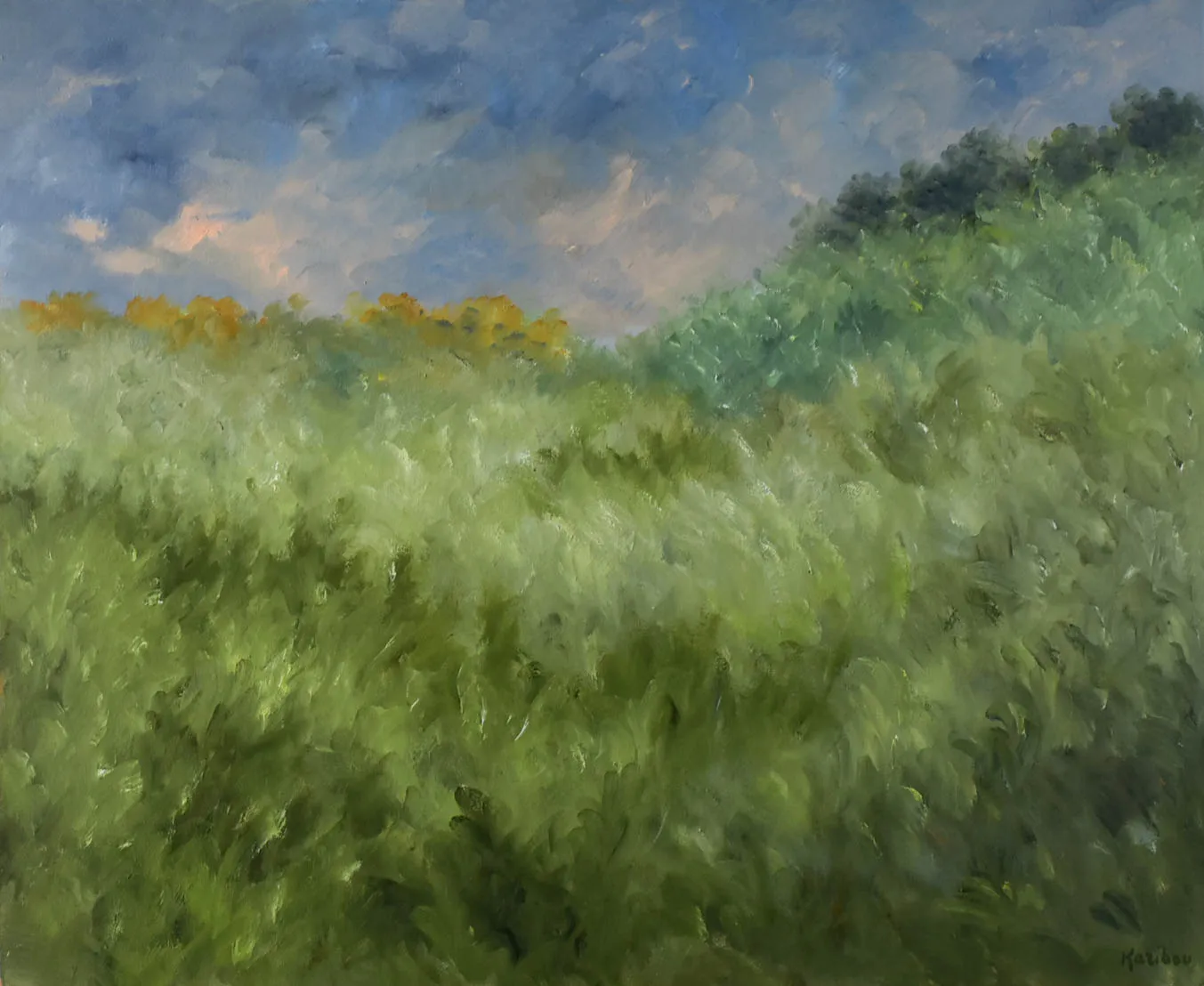 Contemporary landscape painting by Karibou - “Le Vent” 22½" x 26¾"