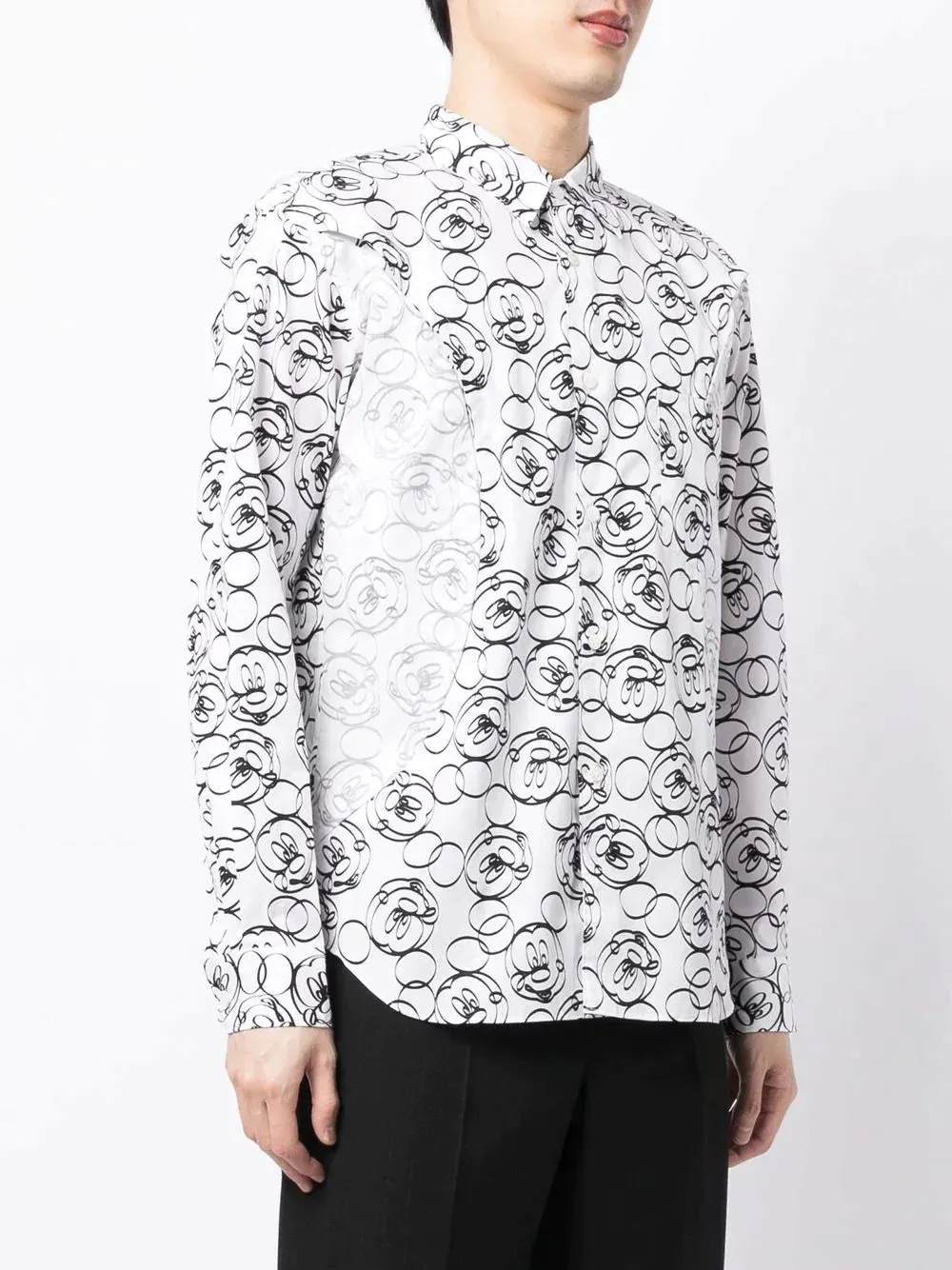 Cotton Broad Overall Printed Mickey Face Treated Shirt