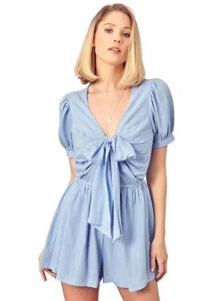 Deep V-Neck Front Tie Romper