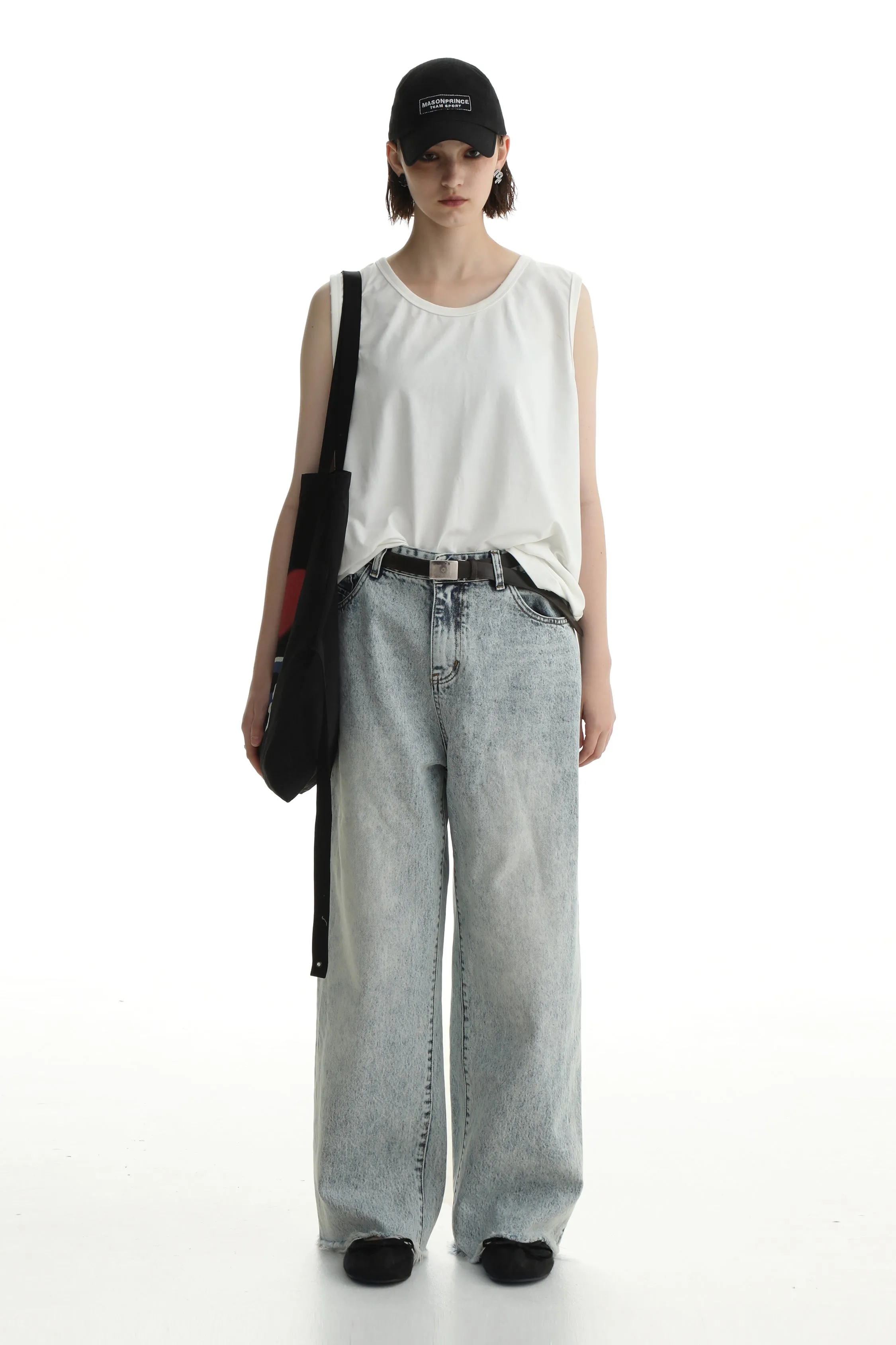 Denim Shorts & Jeans Set With Faded Raw Edges