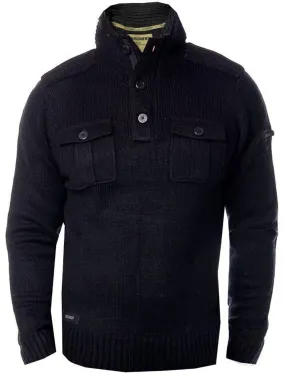 Dissident Navan Wool Blend Button Up Jumper in Black