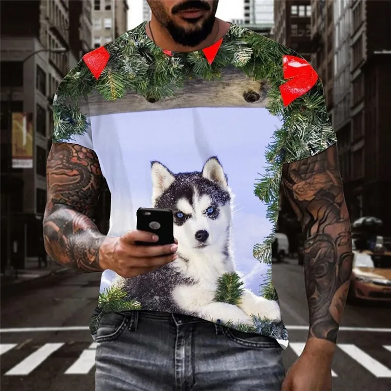 dog t shirts Puppy Cute animal clothing art costume big Smart dogs Casual male