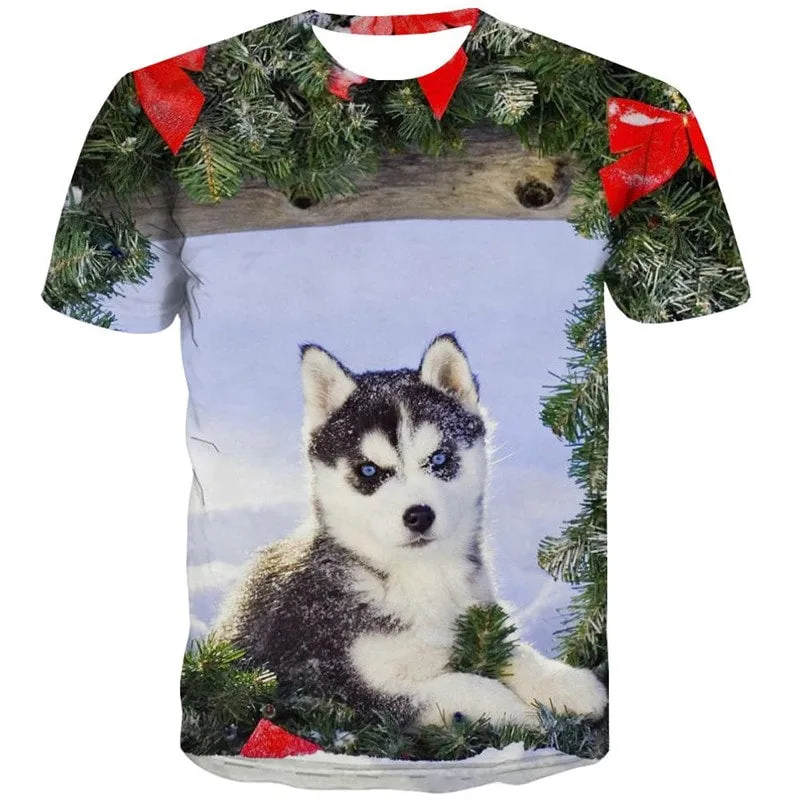 dog t shirts Puppy Cute animal clothing art costume big Smart dogs Casual male