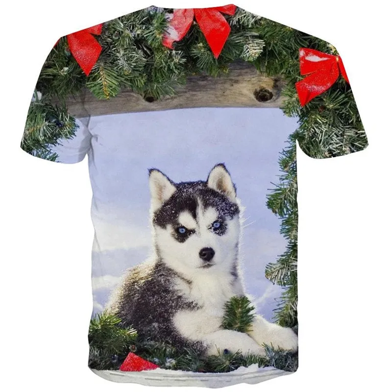 dog t shirts Puppy Cute animal clothing art costume big Smart dogs Casual male
