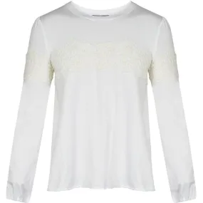 Ermanno Scervino Cream T-Shirt with Lace Detail